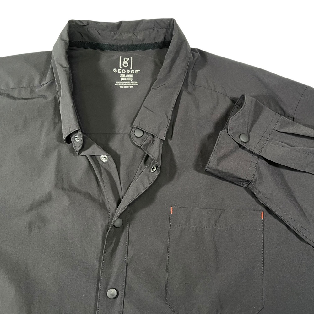 George 3XL Black Button Down Shirt Snap Front Techwear Gorpcore GM31Y051HB
